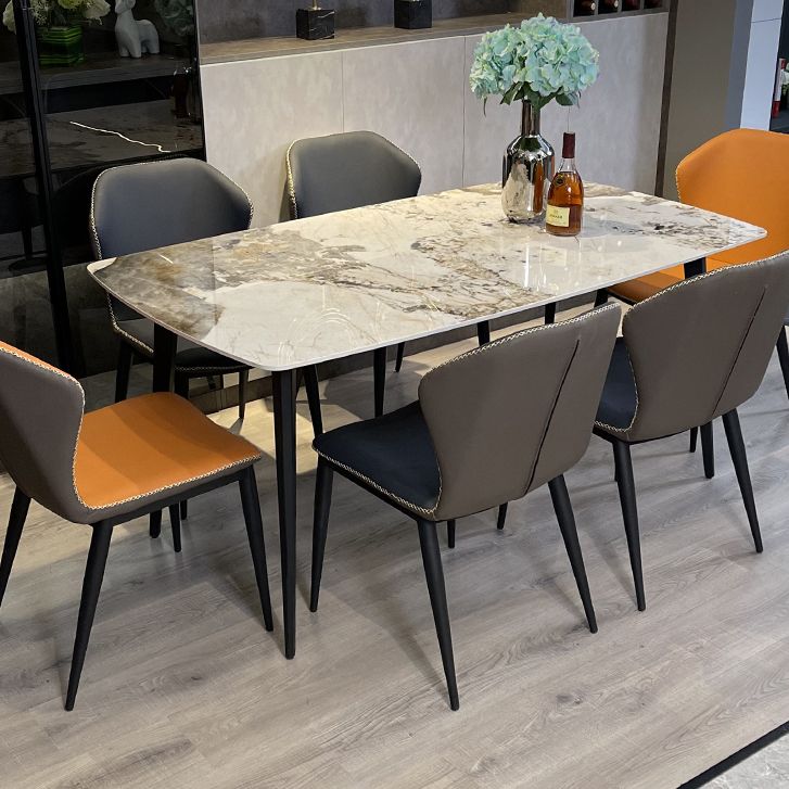Moderne gesinterde steen gouden eettafel rechthoekige standaard eettafel met 4 poten