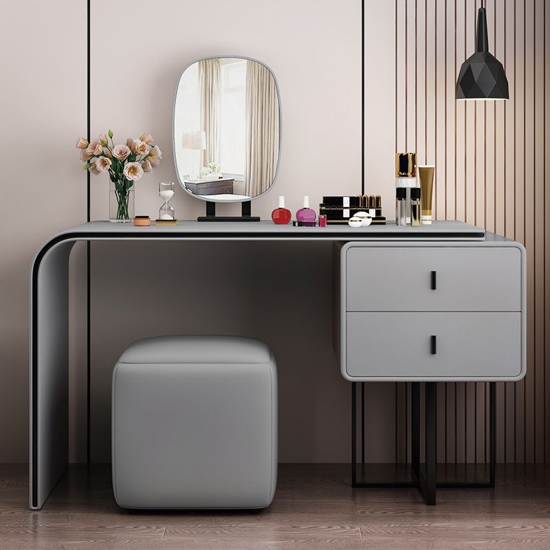 Glam Makeup Dressing Table Leather Make-up Vanity with Double Drawer