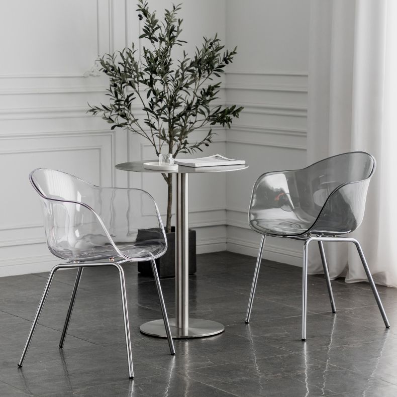 Contemporary Style Dining Chairs Arm Side Chair with Metal Legs for Kitchen