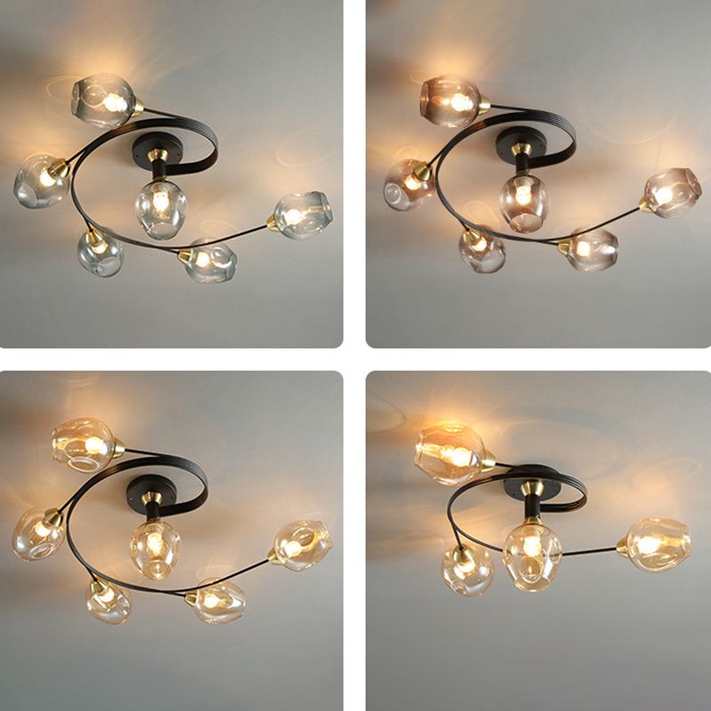 Luminaire de montage au plafond avec ombrage en verre Luminaire de plafond semi-encastré minimaliste
