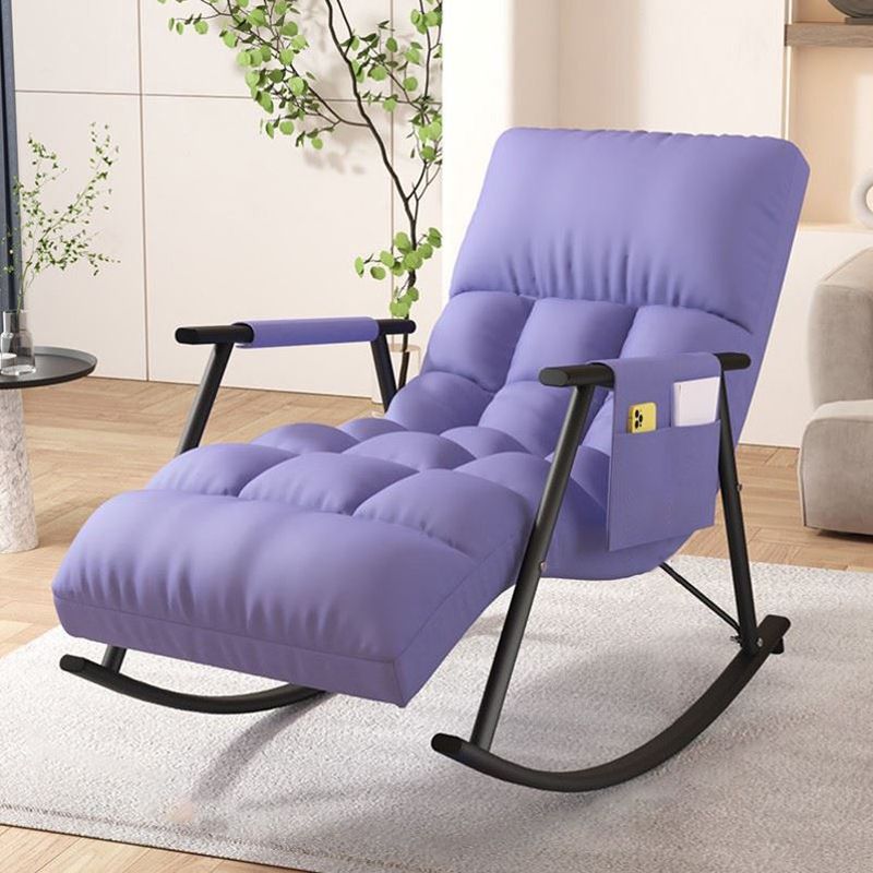 Classic Tufted Recliner Chair Pure Color Indoor Rocker Chair with Dark legs