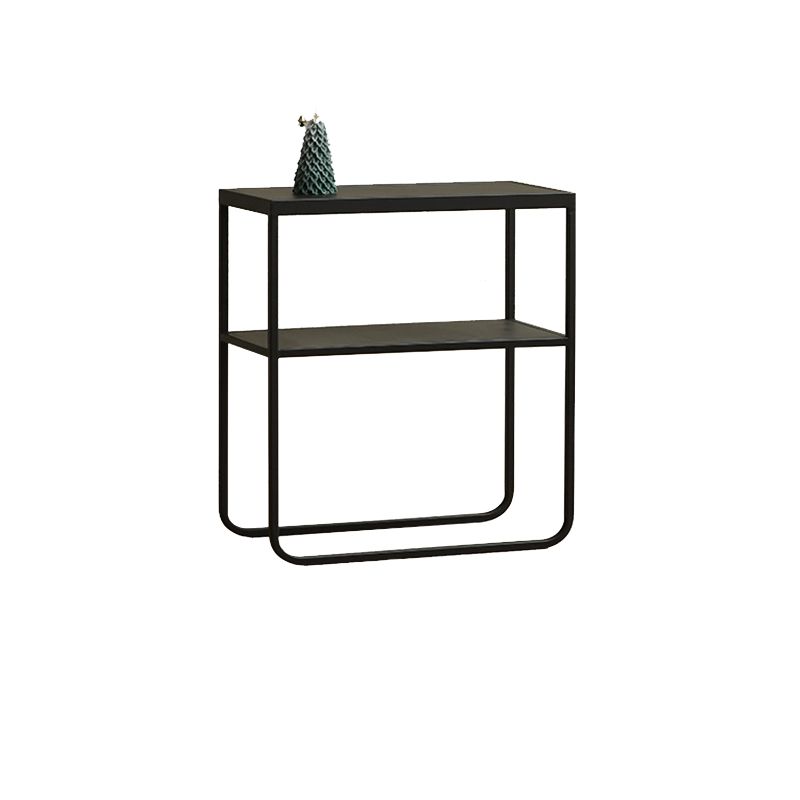 21.65" Tall 4 Legs Side Table Metal Sofa Side Accent Table with Shelf