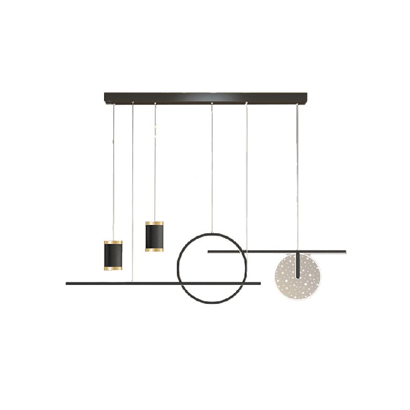 Modern Metal LED Ceiling Lamp Circle Shape Island Light with Plastic Shade for Living Room
