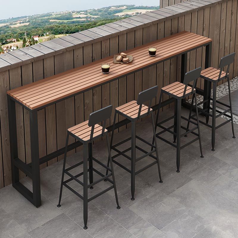 Rectangular Wooden Bar Table Set Industrial 1/5 Pieces Counter Table with High Stools