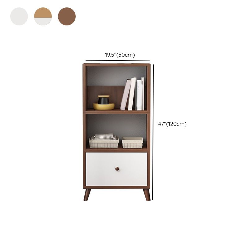 Wooden Accent Cabinet Grooves Handle Design Storage Cabinet with Drawer