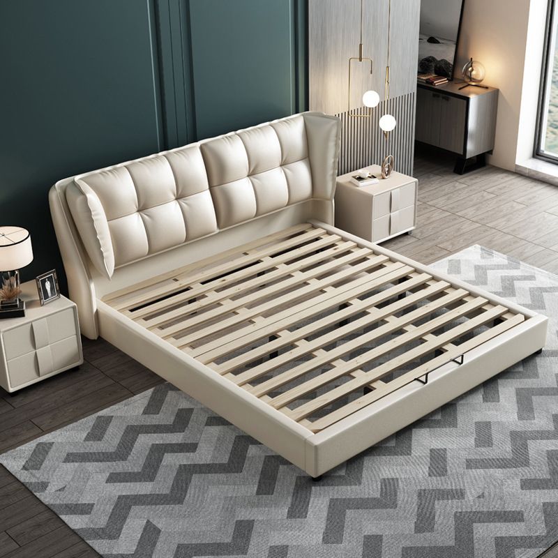 84.65 inch Wide Contemporary Bed Frame Solid Wood Bed with Headboard