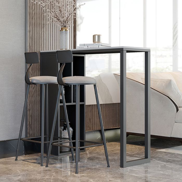 Dining Room Marble Counter-height Pub Table Rectangle Double Pedestal Bar Table