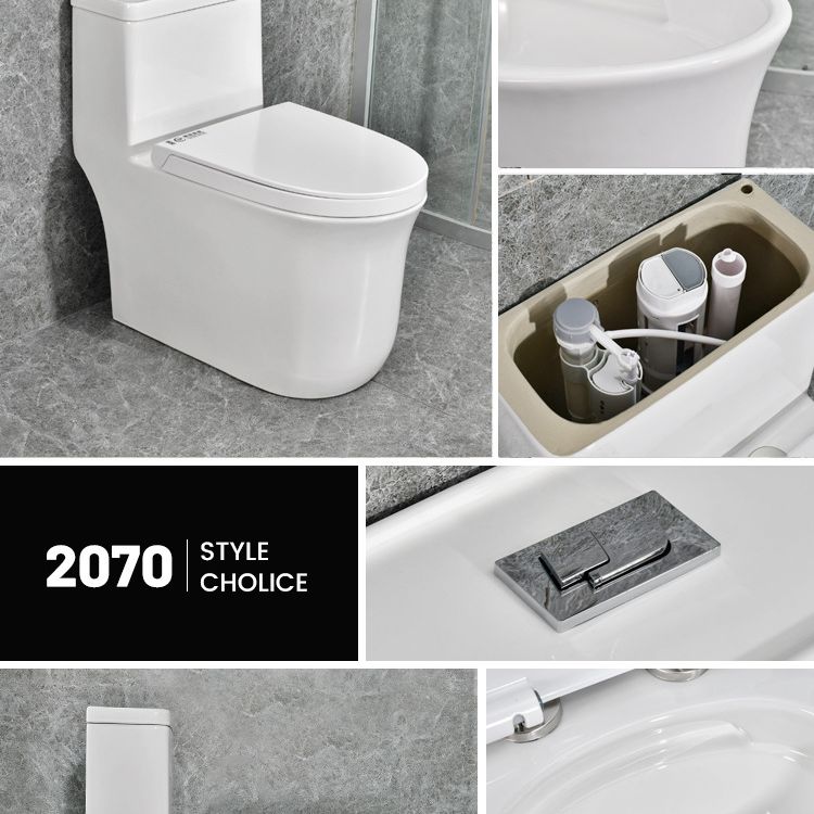 Modern White Flush Toilet Ceramic Elong One-Piece Toilet with Slow Close Seat