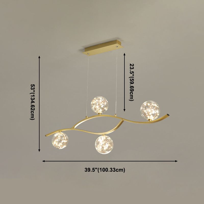 Modern Style Chandelier Light Round Glass Shade Ceiling Hanging Light for Dining Room