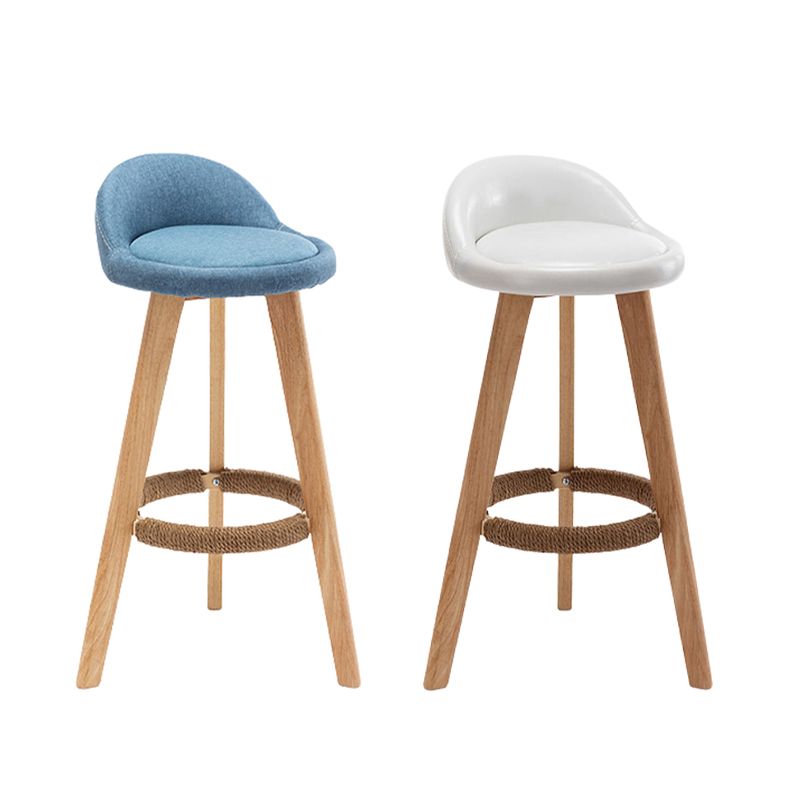 Scandinavian Upholstered Footrest Barstool Matte Finish Wood Bristol Stool