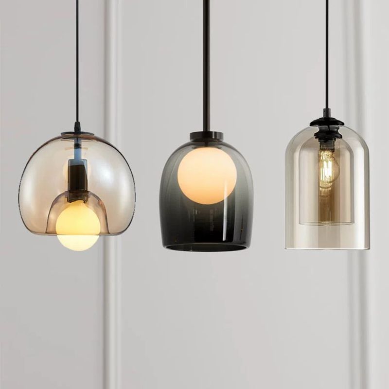 1 éclairage de verre de style moderne suspendu léger pour le salon