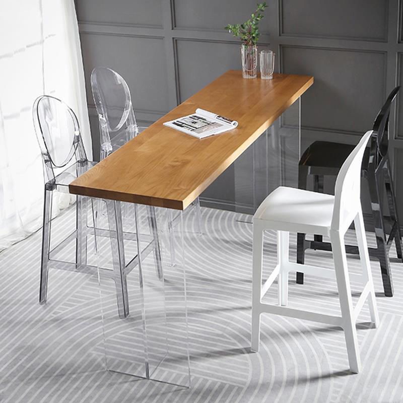 Contemporary Double Pedestal Bar Dining Table Rectangle Bar Table in Acrylic and Wood