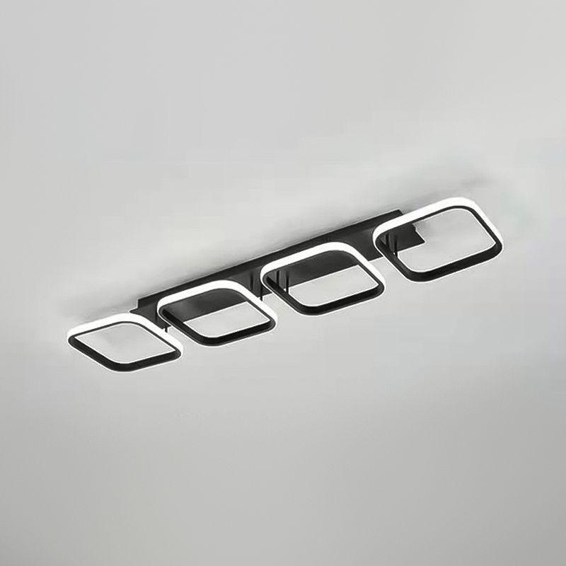 Metall quadratische Schatten Flush Deckenleuchte moderne Multi -Leuchten Flush -Montierung in Schwarz