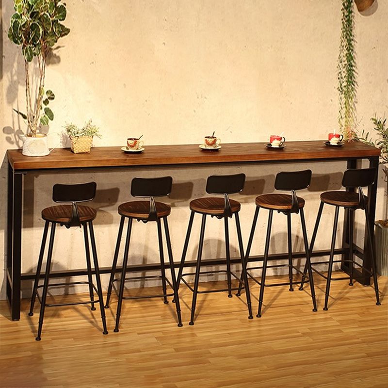 Glam Style Rectangle Bar Table Trestle Base Bar Dining Table for Home