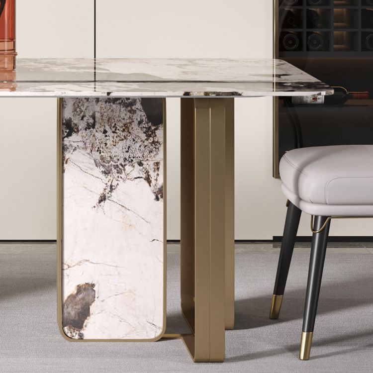 Rectangle Stainless Steel Dining Site Table Traditional Luxury Dinette Table for Home