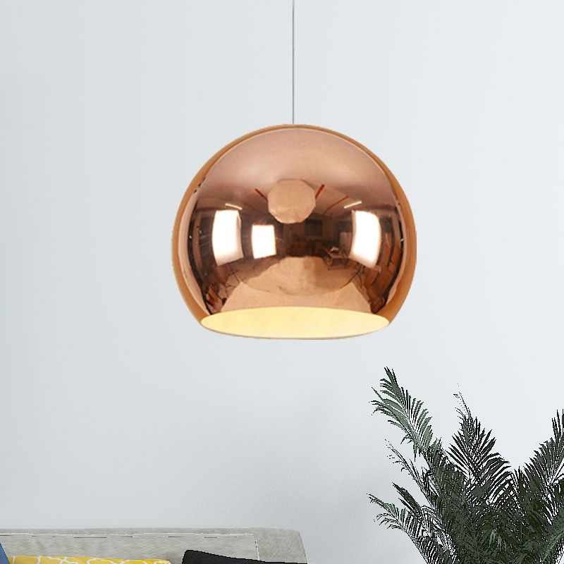Globe Hanging Pendant Light Nordic Iron 1 Light Chrome/Rose Gold Hanging Ceiling Light