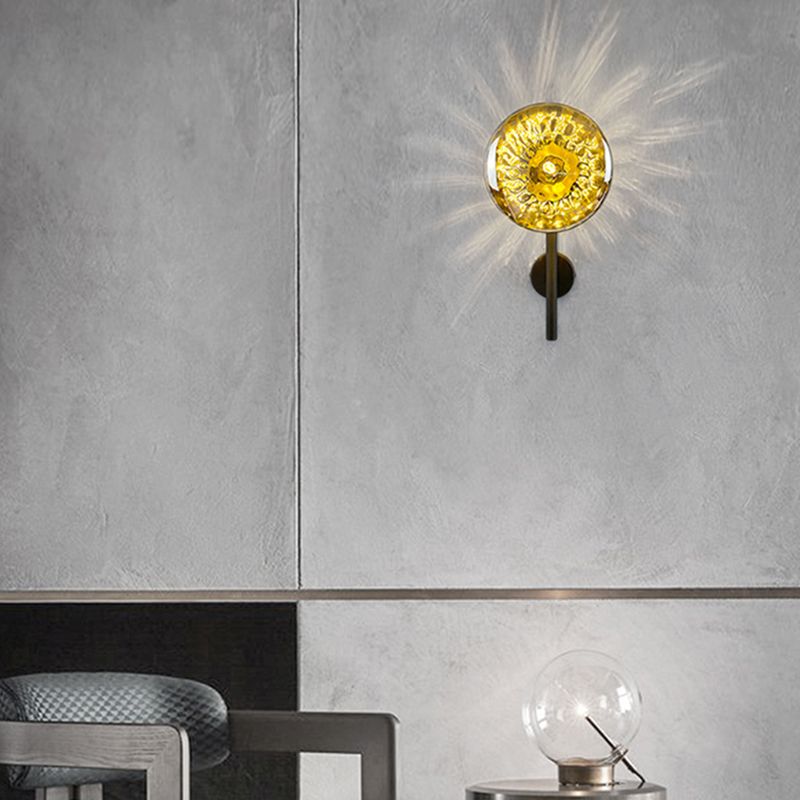 Modern Round Disc Wall Light Sconces Glass Sconce Lights for Living Room
