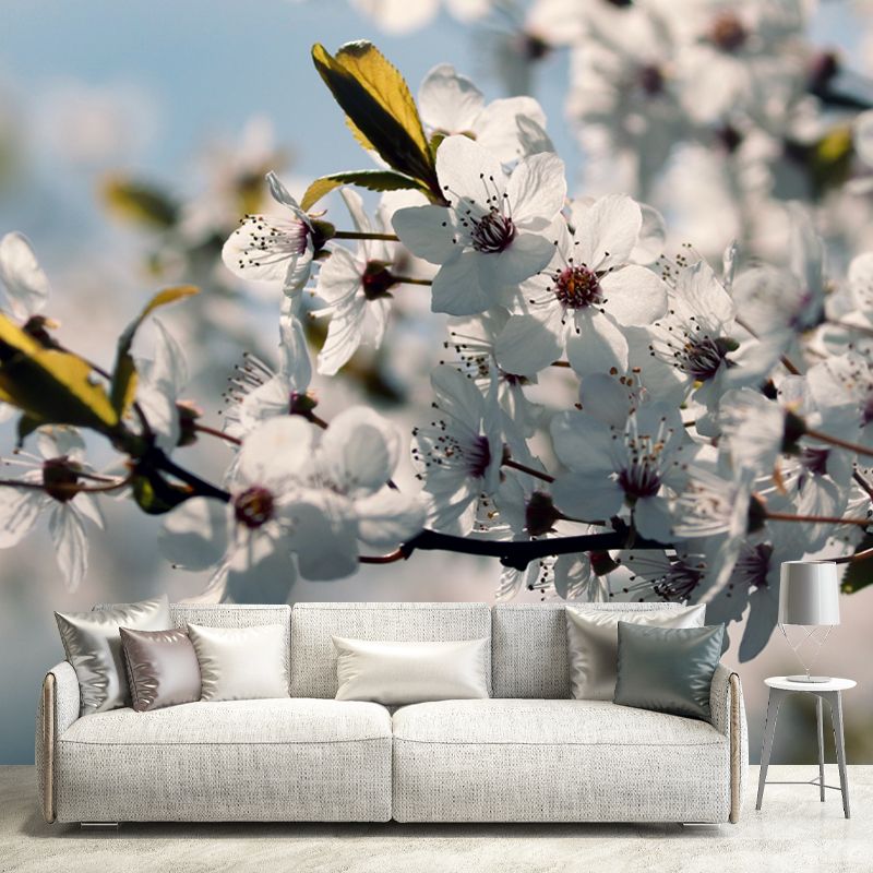 Flower Wall Mural for Sleeping Room Gust Room Water Resistant, Custom Size Available