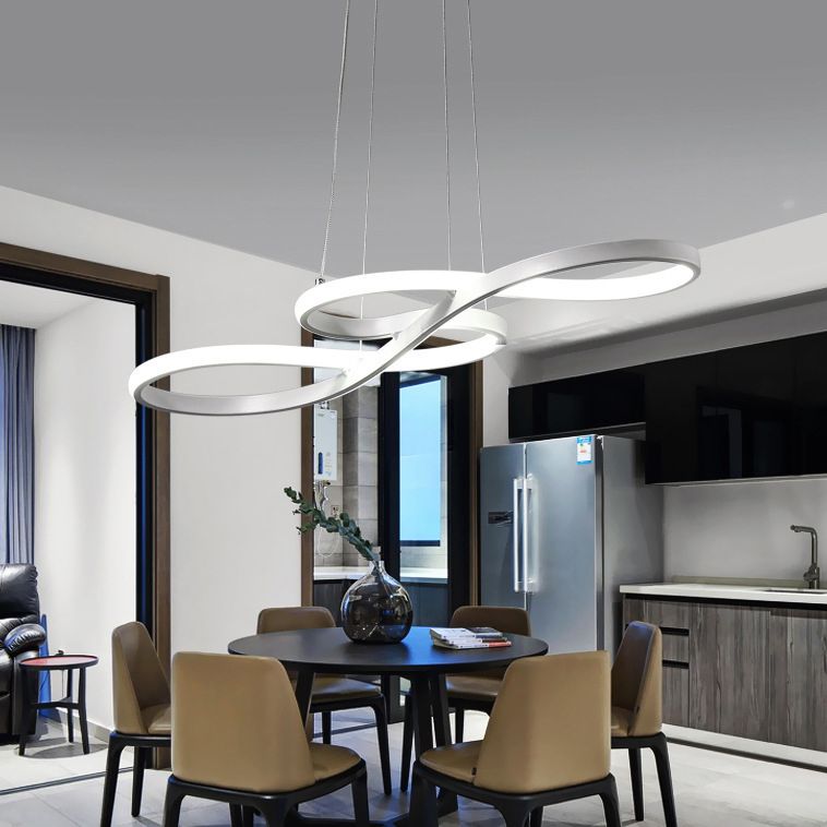 Modern Minimalist Indoor LED Pendant Light Aluminium Linear Hanging Lamp with Acrylic Shade