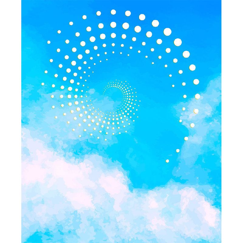 Big Spiral Patterned Murals Modern Sky Scenery Wall Decoration in Blue and White