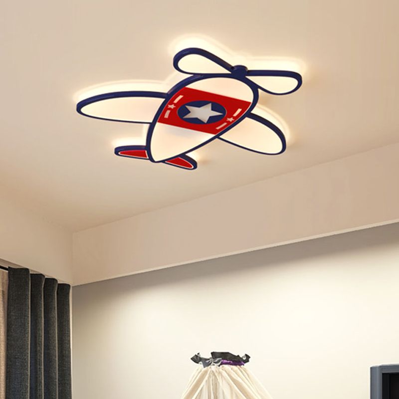 Airplane Metal Cartoon Flush Mount LED 1-Light Flush Light Fixture for Children Bedroom