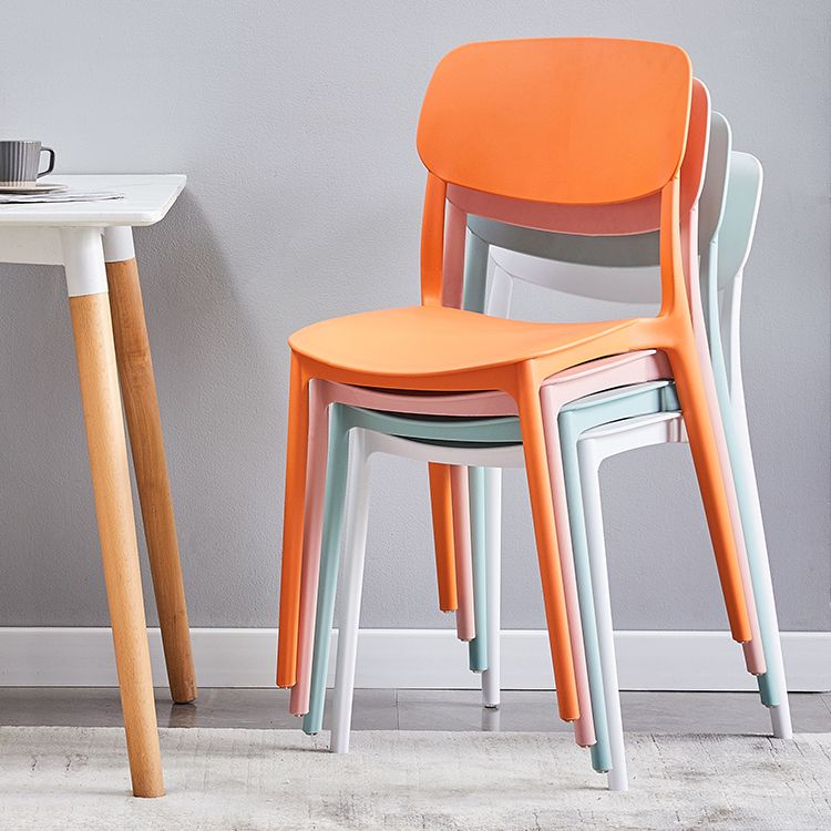 Scandinavian Plastic Armless Dining Chairs Dining Room Open Back Side Chair