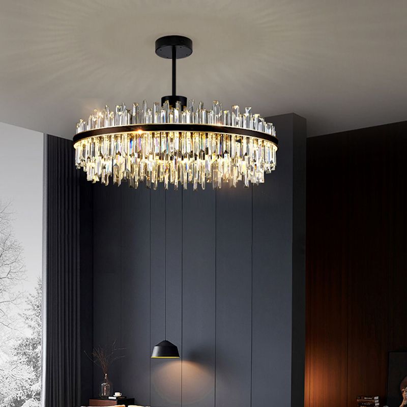 Metal Contemporary Pendant Light with Crystal Shade for Living Room