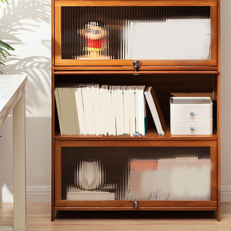 Contemporary Brown Accent Cabinet with Acrylic Doors Rectangle Cabinet