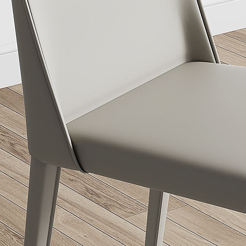 Contemporary Low Back Dining Chairs Faux Leather Armless Side Chair