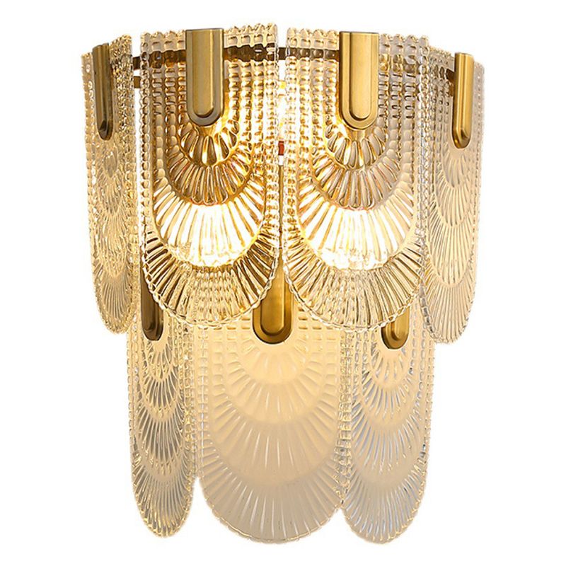 Metal & Glass 2 - Light Wall Light Post Modern in Gold & Clear