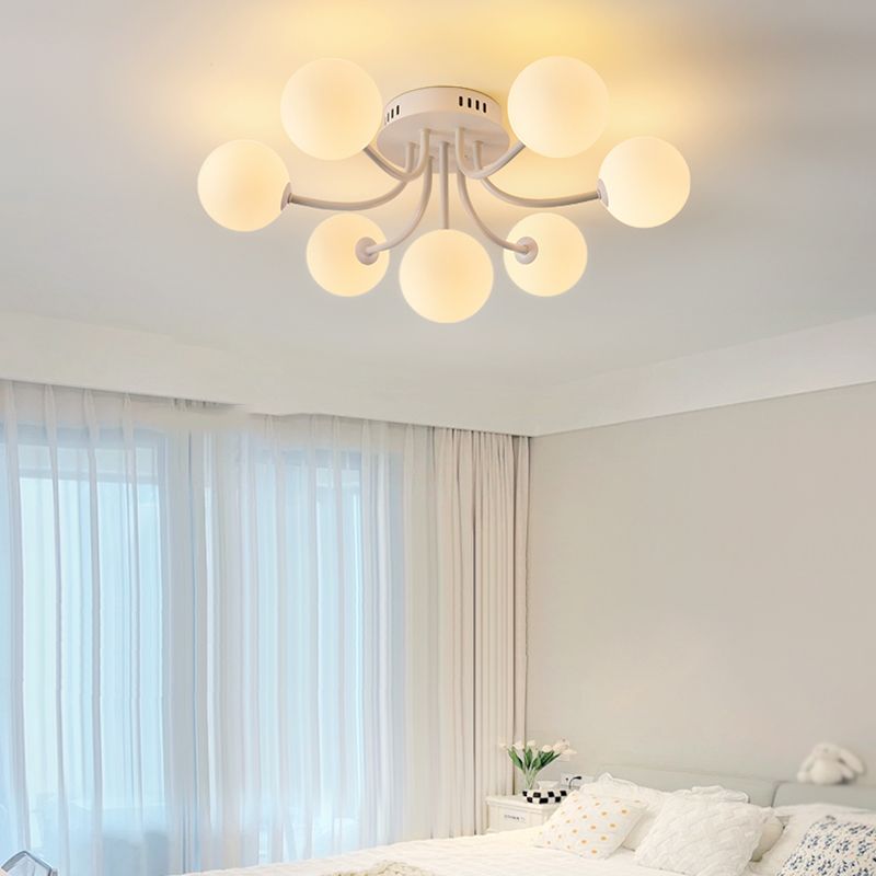 Nordic Sputnik Flush Mount Globe Ceiling Light Fixture with Glass for Bedroom