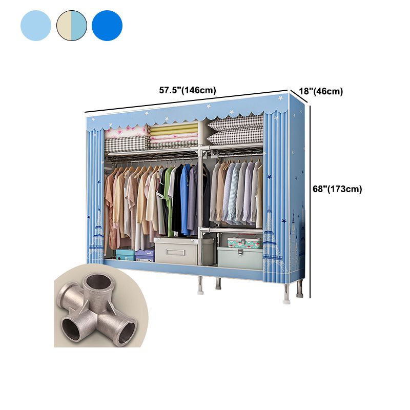 Metal Frame Home Wardrobe Armoire Modern Style Wardrobe with Shelves