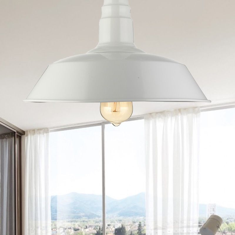 10"/14"/18" Dia Barn Dining Room Ceiling Light Fixture Vintage Style Iron 1 Light Black/White Semi Flush Ceiling Light