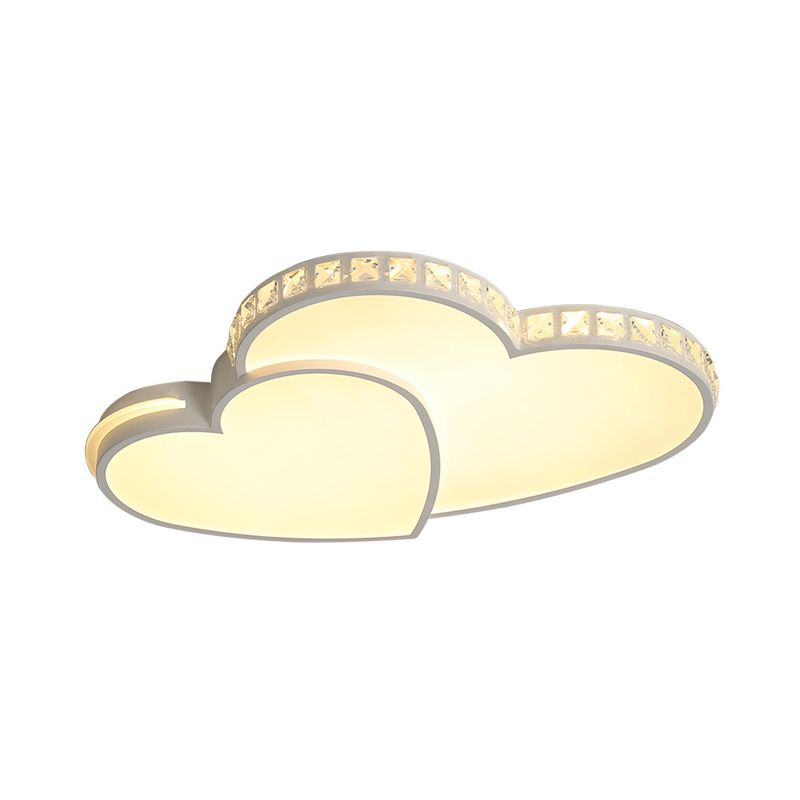 20.5"/24.5" W LED Heart Flush Mount Lamp Simple White Acrylic Ceiling Light Fixture for Bedroom in Warm/White/3 Color Light