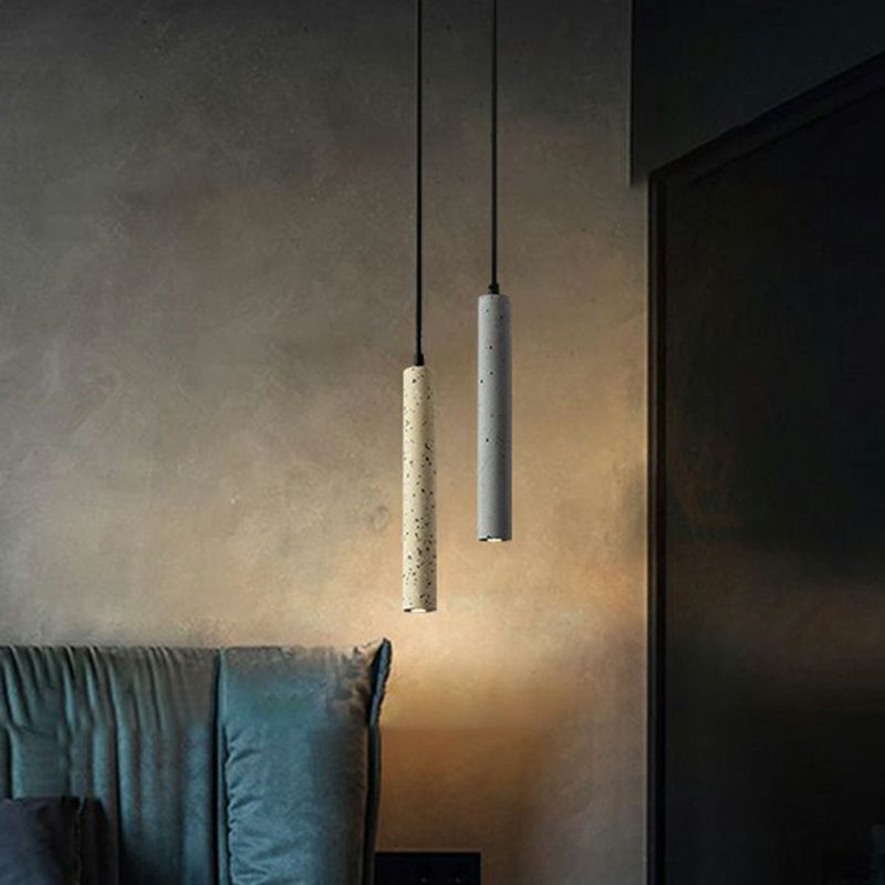 Tubular Bedside Down Lighting Pendant Terrazzo Simplicity LED Suspension Light Fixture