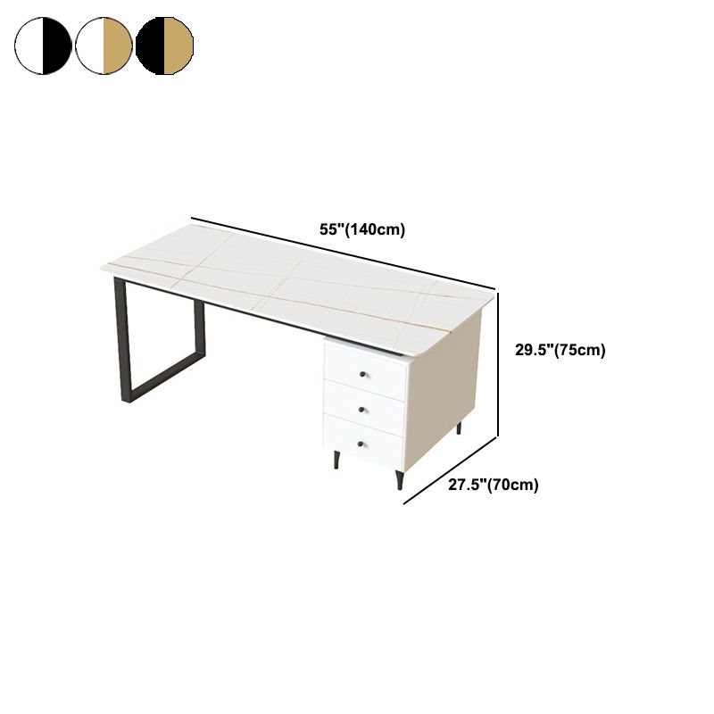 Contemporary Office Desk 23.62" Rectangular Executive Desk with 3-drawer