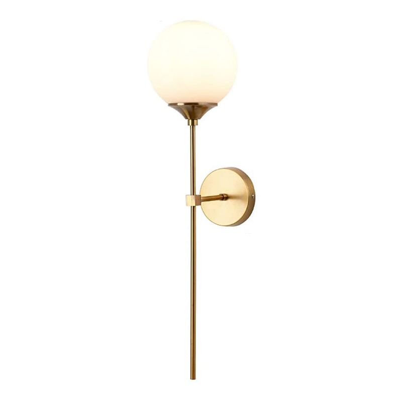 Gold Modern Metal Wall Sconce Ball Shape Wall Light with Glass Shade for Living Room