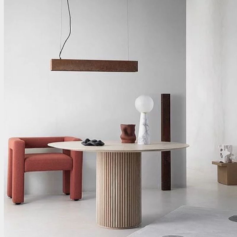 Eigentijdse ronde eettafel As vaste houten tafel met voetstukbasis voor eetkamer