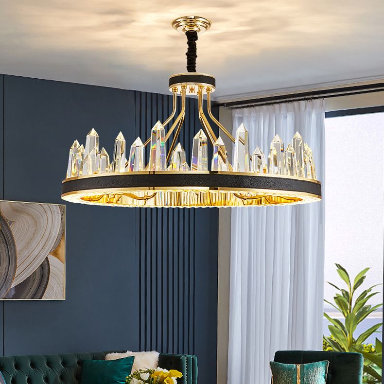 Contemporary Chandelier Light Fixture K9 Crystal Pendant Chandelier in Black