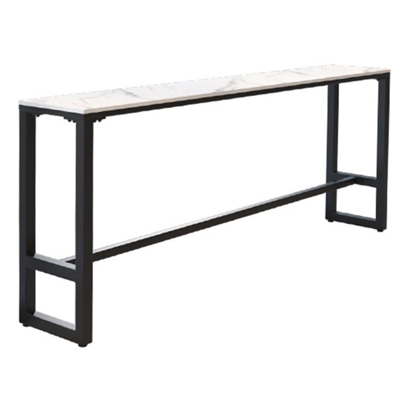 Rectangle Faux Marble Bar Height Table Contemporary Trestle Base Bar Table