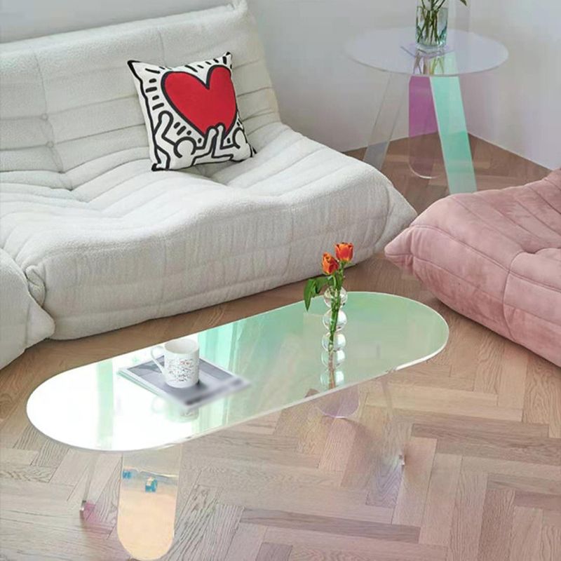 Light Luxury Gradient Colorful Coffee Table Round Oval Acrylic Coffee Table