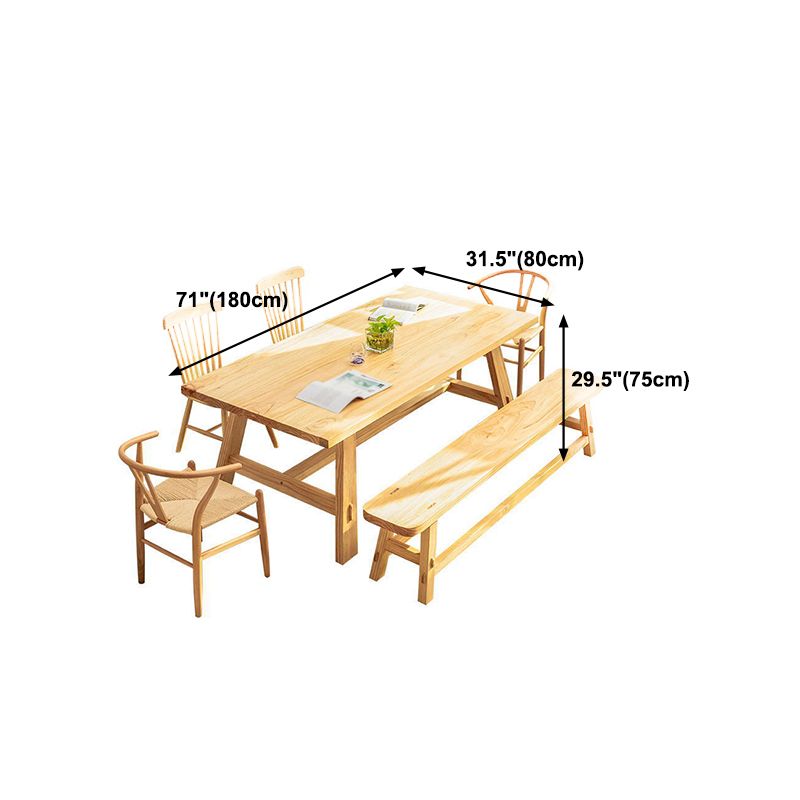 Rectangle Dining Table Contemporary Style Solid Wood Dinner Table for Home Kitchen