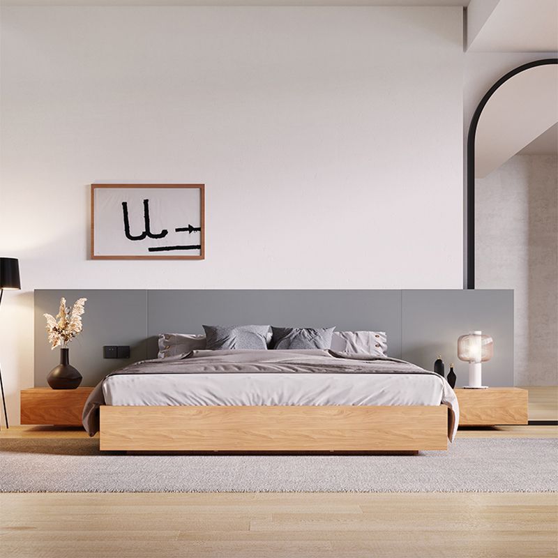 Lift Up Storage Panel Bed Rectangular Panel Platform Bed Natural