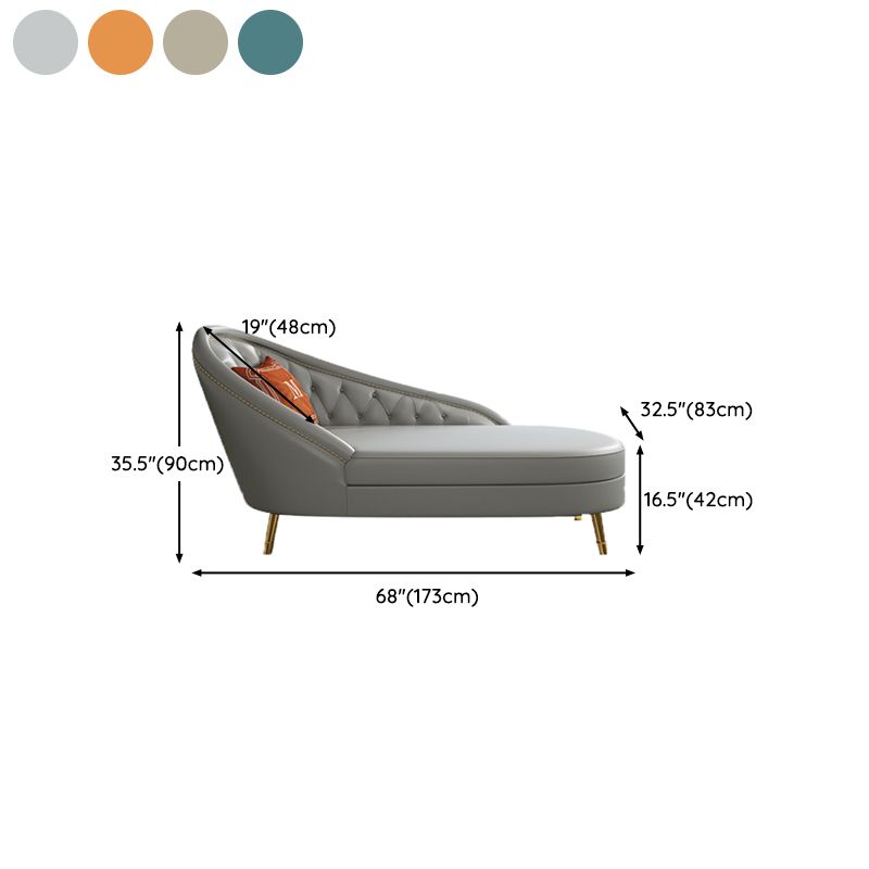 Living Room Chaise Rolled Arms Modern Chaise Lounge with Leather Upholster