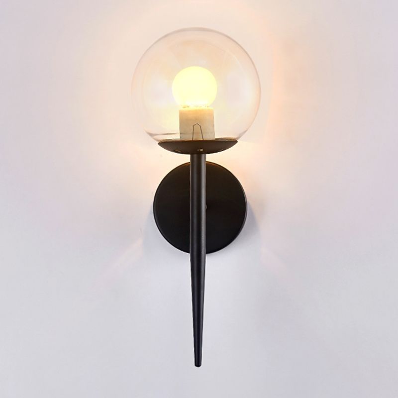 Modern Metal Wall Sconce Torch Shape Vanity Lamp with Glass Shade for Bathroom