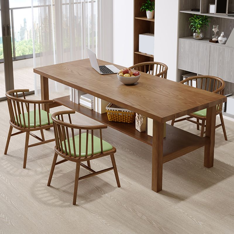 Simplicity Dinette Table Solid Wood Rectangle Dining Room Table in Brown