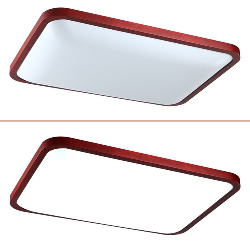 Rechteckige Deckenleuchte aus Holz mit abgerundeten Ecken, moderne LED-Einbauleuchte für Schlafzimmer