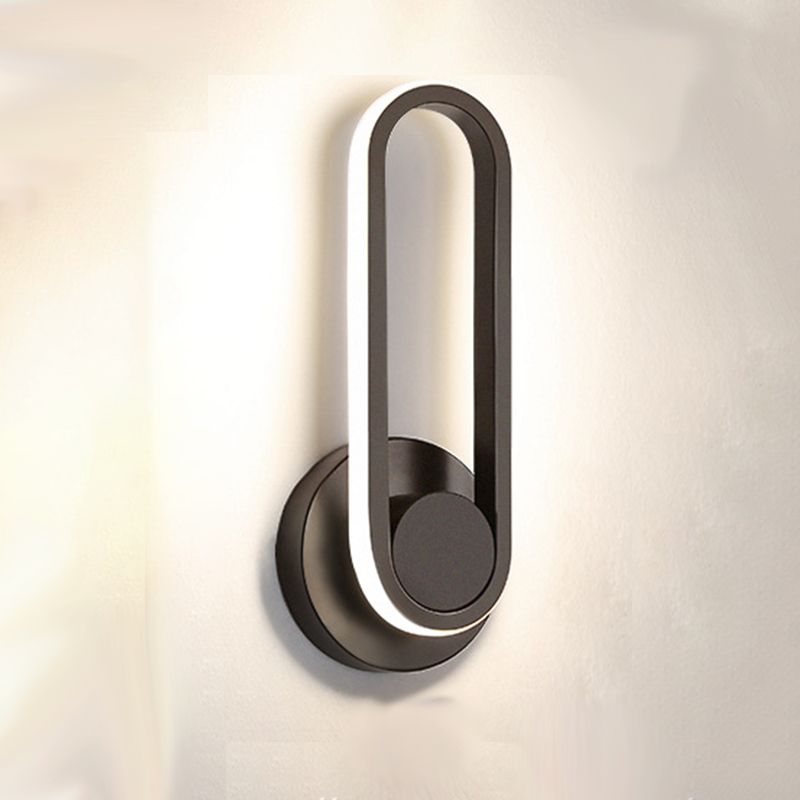 Modern Style Elliptical Shape Wall Sconce Metal 1 Light Wall Light for Bedroom