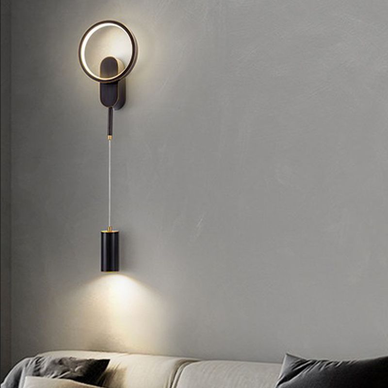 Modern Style Circle Shape Wall Light Metal 2 Light Sconces for Bedroom
