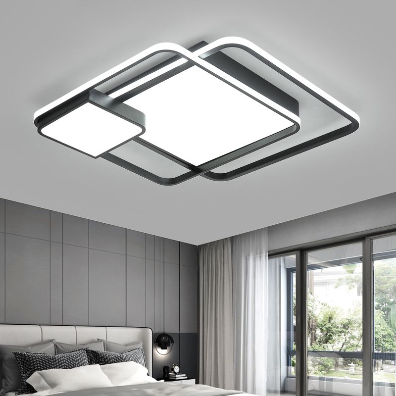 Square Acryl Deckenleuchte Lichtbefestigung Minimalismus Schwarz LED Flush Mount Beleuchtung für Schlafzimmer